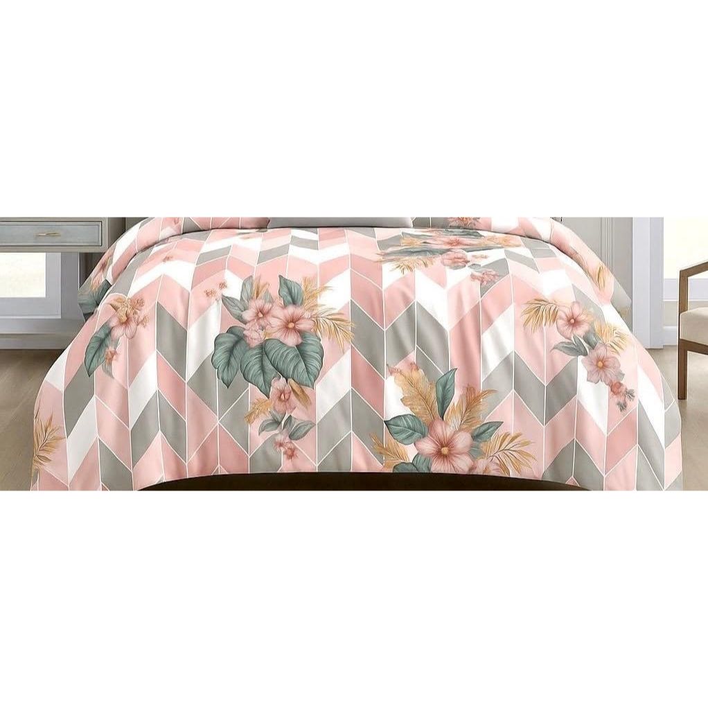 350TC Glace Cotton Wedding Comforter Set Double Bed King Size with 1 Bedsheet Flat and 2 Pillow Covers AC Duvet II 4 Pc