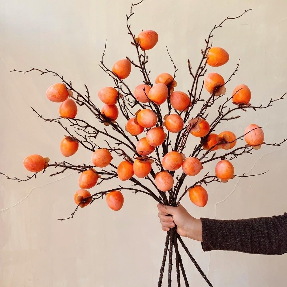 Handmade Simulation Persimmon Fruit Realistic Artificial Fruits Branches  Home Decor