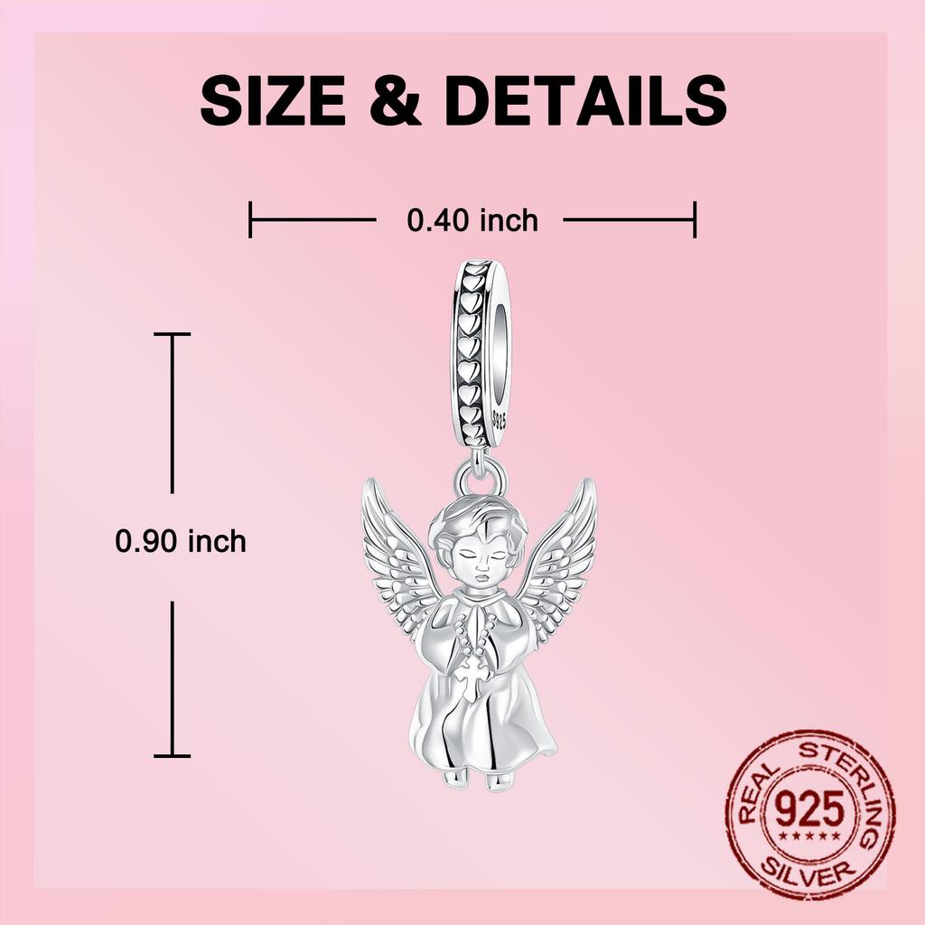 copper Guardian Angel Wing Religion Peace Pendant Charm Compatible With Authentic Charm Bead Charms Bracelets Women Do It Yourself Jewellery Gift