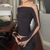 2026 Spring Off-Shoulder Long-Sleeve Lace-up Top