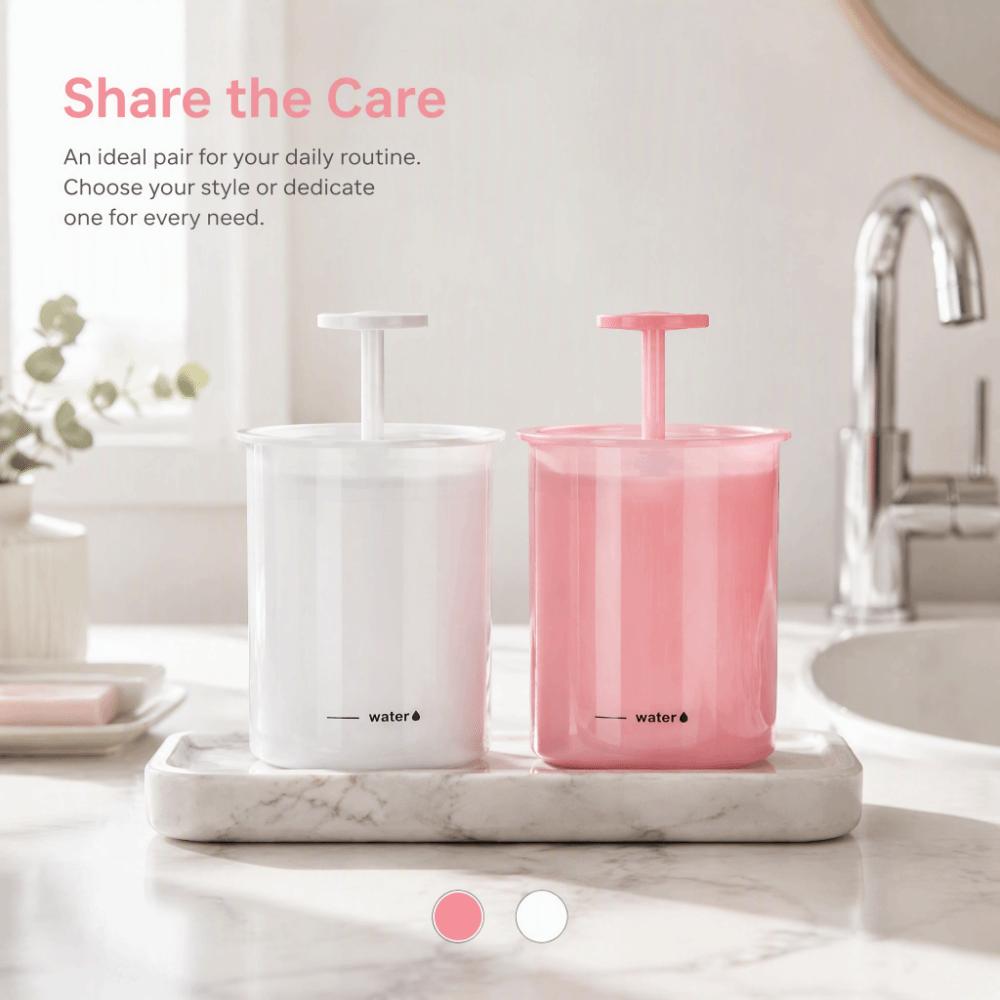 2PCS Manual Pump Cleanser Foam Maker Pink White Facial Bubble Maker Foam Maker Cup Foam Cups