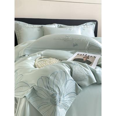 Summer 160 Double-sided Ice Silk Four Piece Set, Embroidered Quilt Ultimate Set, Silky Smooth and Can Sleep Naked