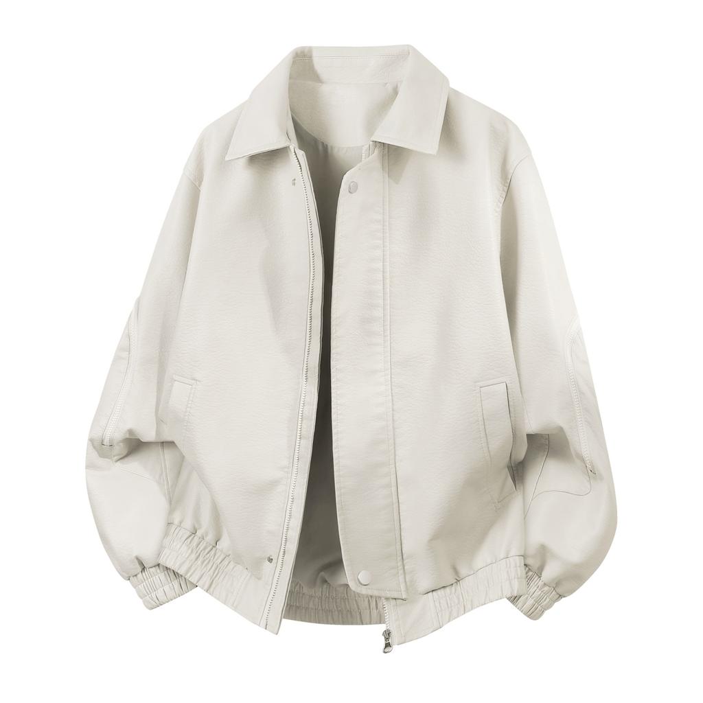 Autumn And Winter Men's Motorcycle Suit Simple And Versatile Leather Jacket Loose Leather Jacket