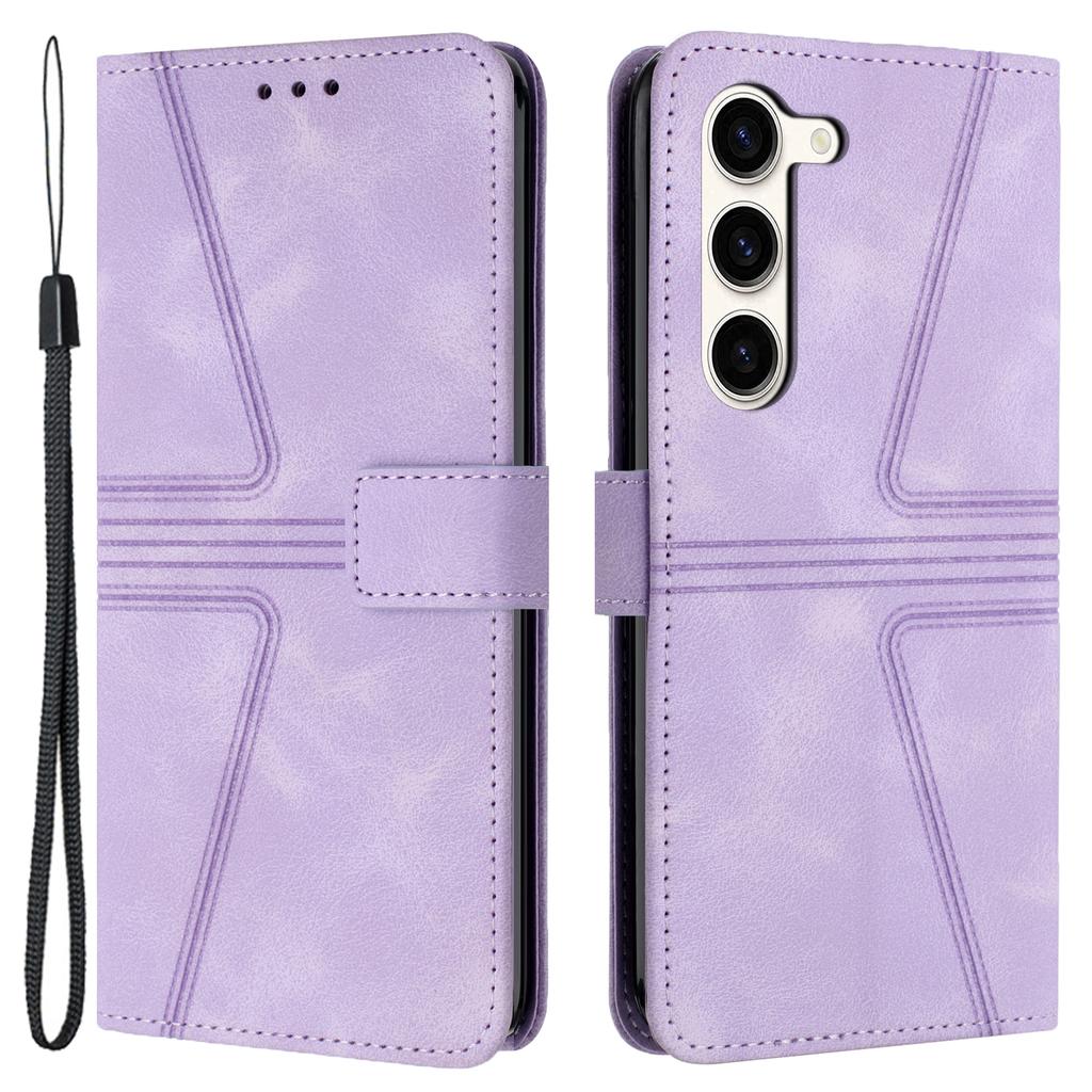 For Samsung Galaxy S23 Case Triangle Imprinted PU Leather Wallet Phone Cover