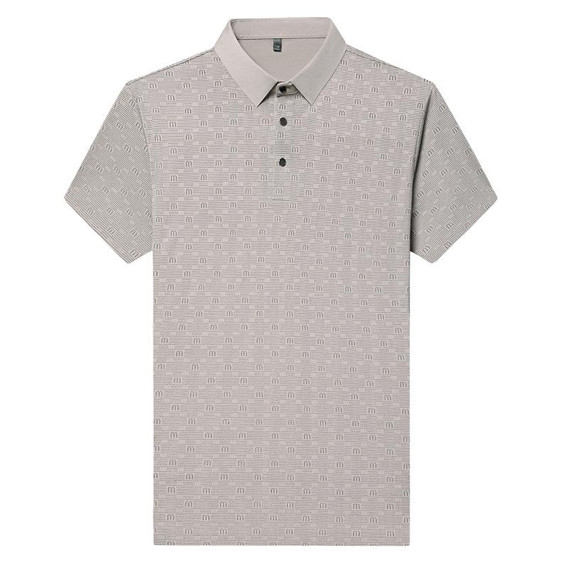 Short Sleeve T-Shirt Men'S Medium And High Elastic Business Casual Lapel Polo Shirt