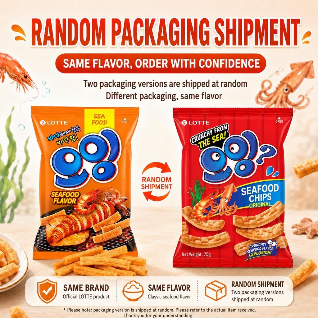 Lotte Squid & Shrimp Flavored Crisp Sticks 75g | Presenting Crispy Texture, Savory Seafood Flavor, Convenient Snack