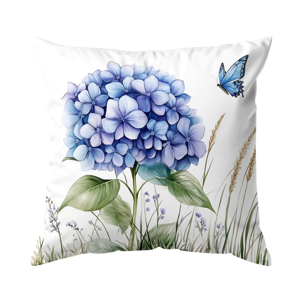 Hortensien Kissenbezug Bedrucktes Polyester 40/45/50cm Dekokissenbezug Dekorative Sofakissenbezug Heimdekoration