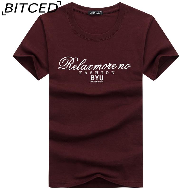 BITCED Kortermet t-skjorte i bomull for menn mote løs halvermet skjorte med trykt medfølende skjorte