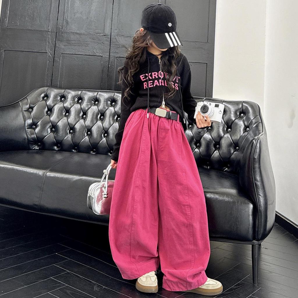 Herbst 2025 Mädchen Dopamin-Set: Stilvolles Langarmhemd & lässige Hose für große Mädchen