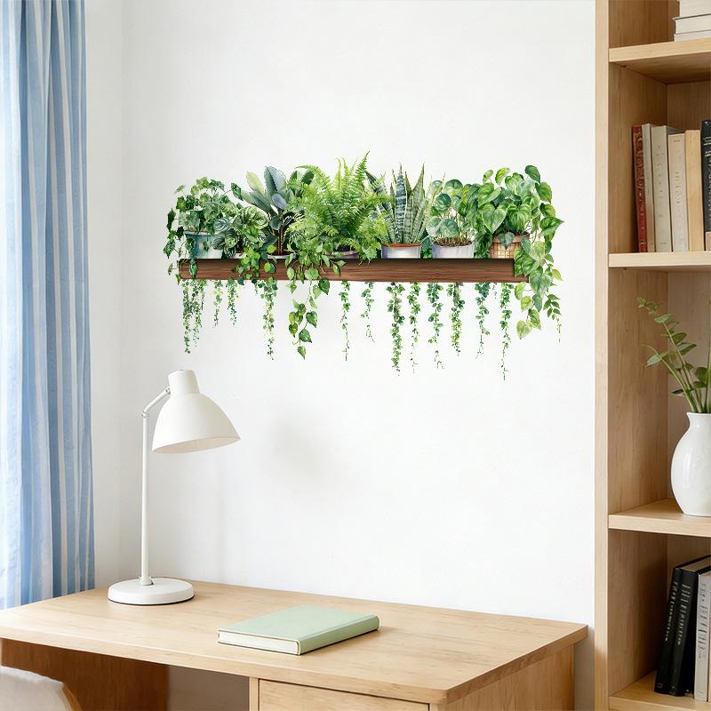 Green Plant Wall Sticker Self Adhesive Removable Kitchen Living Room Rental Home Decor