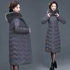 Middle-aged women's clothing red over the knee long cotton-padded coat big fur collar hooded thickened cotton clothes mother winter cold jacket elect