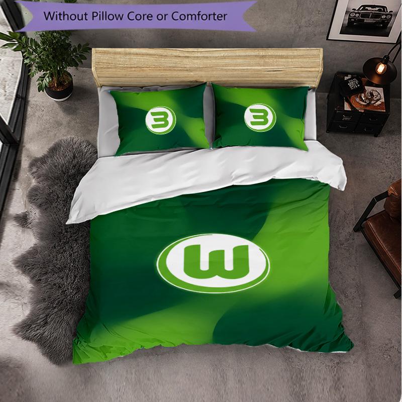 VfL Wolfsburg FC Thema Beddengoed 3-delige Dekbedovertrek Set Decoratief Beddengoed Voor Tienerkamer Woondecoratie