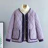 Herbst Winter High-End Rundhals Damen Cord Patchwork Diamantgesteppter Baumwollgepolsterter Mantel Locker Warme Steppjacke