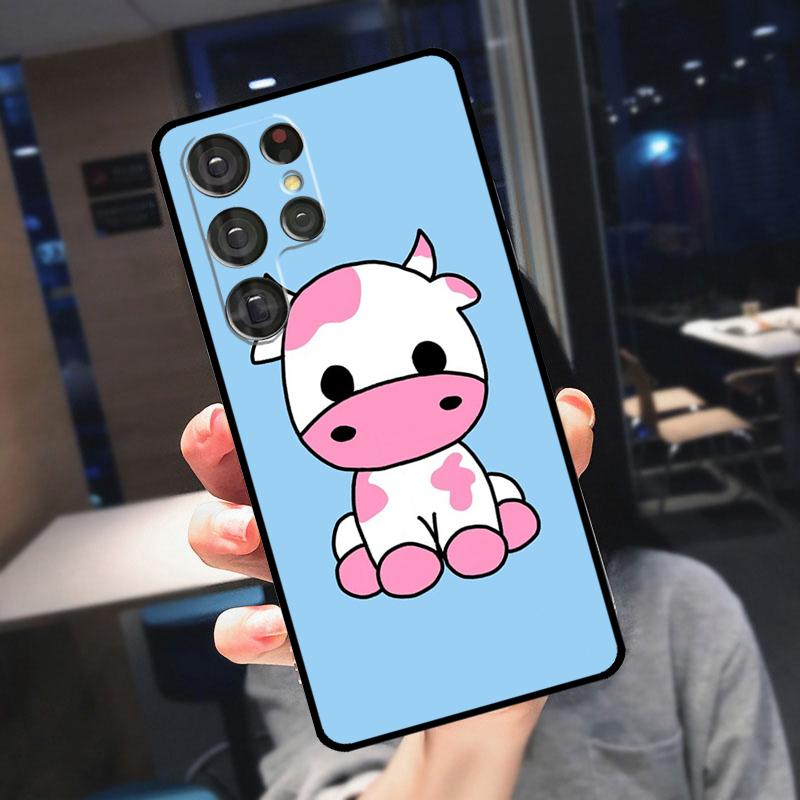 Cartoon Cute Cow Spots Cover For Samsung Galaxy S25 S24 S21 S22 S23 Ultra S9 S10 Plus S24 FE S21 FE Phone Case