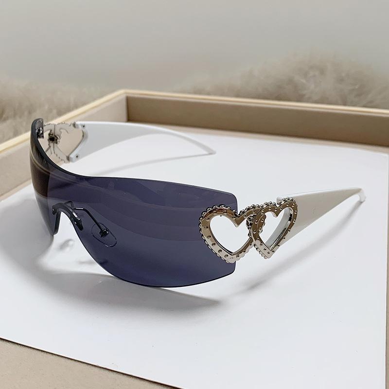 Internet celebrity one-piece double love fashion sunglasses European and American ins frameless sunglasses Y1K women's style glasses