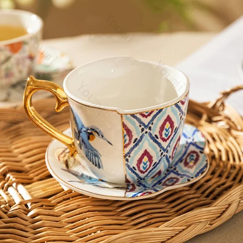 Retro-Kaffeetassen aus Keramik mit goldenem Rand, leichte Luxus-Kaffeetasse für Restaurants, Nachmittagstee, High-End-Party, exquisite Teetasse