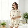 Casual Women's Ruffle Short Sleeve Pajama Set - Comfortable Two-Piece Home Wear
