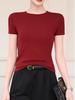 Women's Slimming Round Neck Short Sleeve T-shirt - Versatile, Breathable Solid Color for Spring/Summer