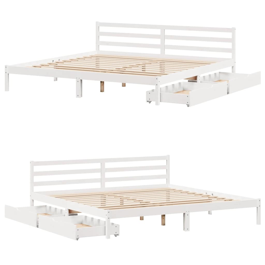 Solid Wood Bed without Mattress White 200x200 cm Pine Wood