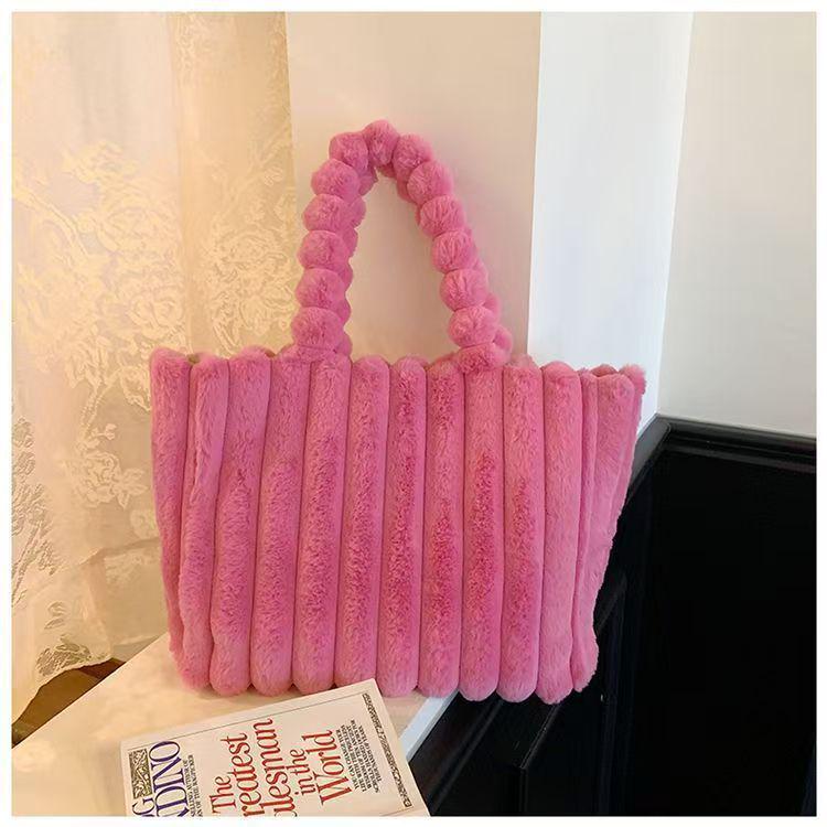 Large Plush Tanghulu Tote - Cute, Fashionable, Single-Shoulder Handbag for Autumn/Winter
