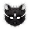 Plush Half-Face Fox Mask Halloween Costume Party Adult Cosplay Accessory Black White Red Blue Variant