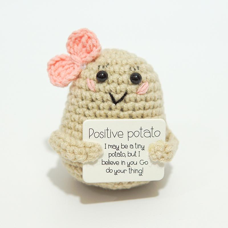 Cross-border Positive Energy Potato Crochet Doll: Humorous Yarn-Knitted Bonsai Ornament and Gift Card