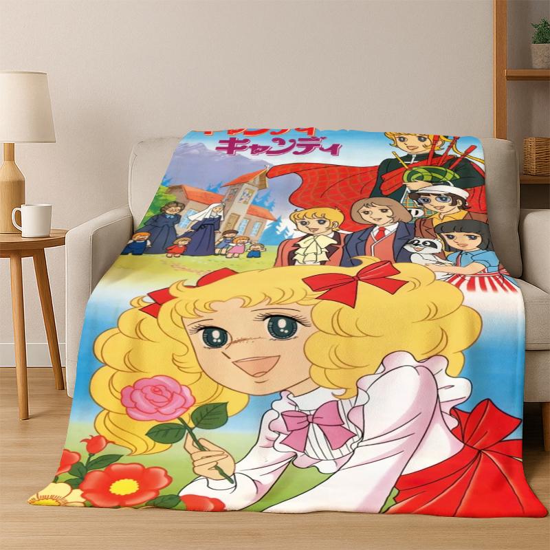 Candy Candy Girl Cartoon Anime Flannel Blanket Soft Warm Blanket Throw Blanket for Bedroom Living Room Bed Travel Picnic Gift