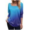 Women's Fashionable Waist Square Neck Long Sleeve Gradient Print T-Shirt Top