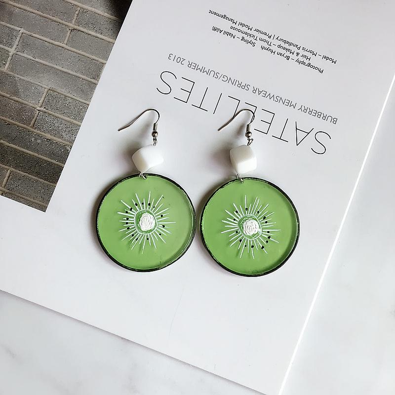 Trendy Funny Fruit Vegetables Acrylic Women's Drop Earrings Cute Strawberry Watermelon Lemon Cherry Dangle Earring Party Jewelry