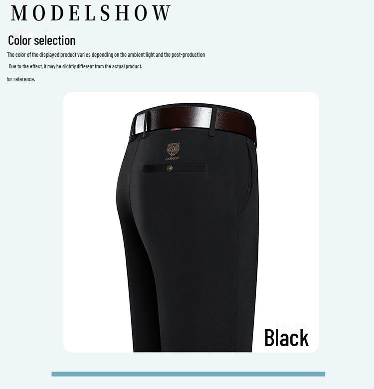 Men's Four-Way Stretch Casual Pants: Autumn/Winter Straight-Fit, High-Elastic Business Trousers