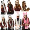 [Xiang Ru] Animal Hat for Christmas Cosplay, Ox, Tiger, Panda, Rabbit, Year of the Rabbit, Includes Gloves and Scarf, Cute Plush Kigurumi Costume for