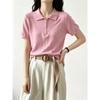 Summer Semi-zipper Design Knitted Sweater Women's French Lapel Chic Short-sleeved Bottoming Shirt Short Top