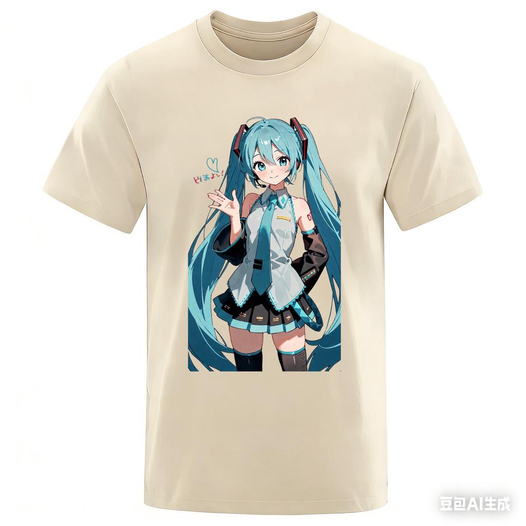 New Street Animation Surrounding Hatsune Miku Unisex And Unisexs Large Loose Breathable Cotton Fashionable Tshirts