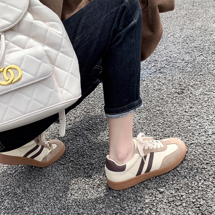 Soft leather retro color matching little white shoes women 2025 new versatile casual sports flat baseplate shoes Forrest Gump training shoes women