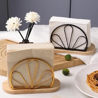 Serviettenhalter, Servietten-Organizer für die Arbeitsplatte, Papierspender für den Schreibtisch mit Holzsockel, für Restaurants, Cocktail-Cookouts, Bar-Dekor