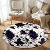 Cow Print Spotted Round Rug Flannel Farmhouse Rustic Decor Black White Brown Non Slip Floor Mat Country Style Home Carpet