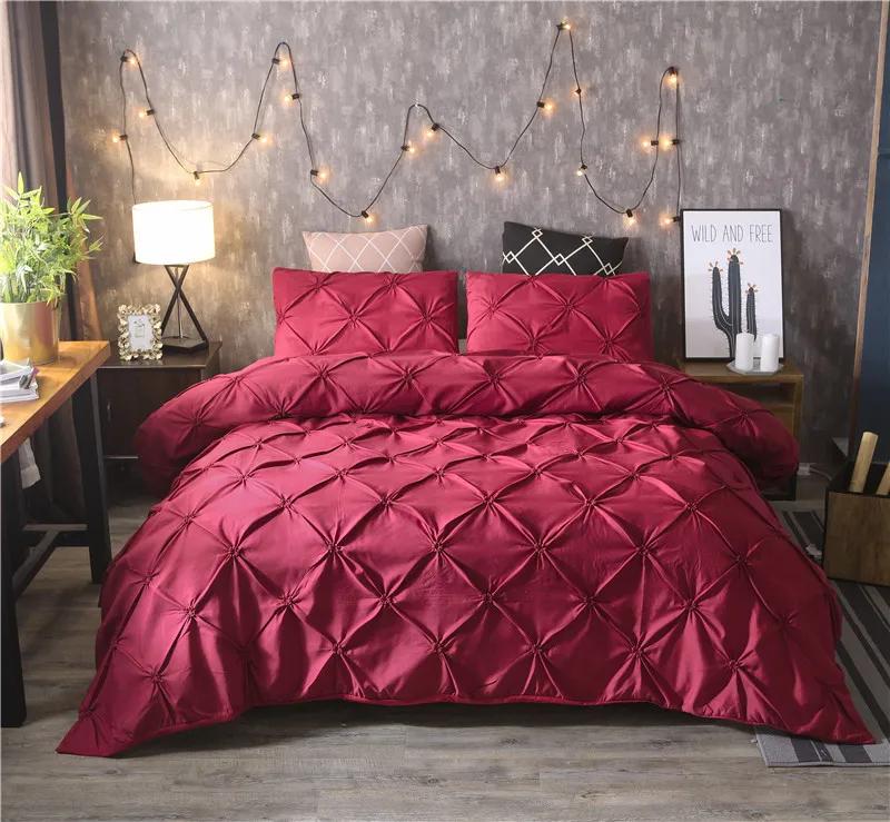 Black Duvet Cover Set Pinch Pleat 2/3pcs King Size Polyester Bedclothes Bedding Sets Luxury Home Hotel Use(no Filling No Sheet)