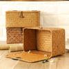 Multi-size Seagrass Storage Basket with Lid Woven Rectangular Shelf Basket Bins Desktop Organizer Chirstmas Gift Basket