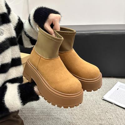 Fashion Boots and Ankle Boots for Women Short Barrel Platform Chunky Shoes Trend Comfortable Western New In Designer