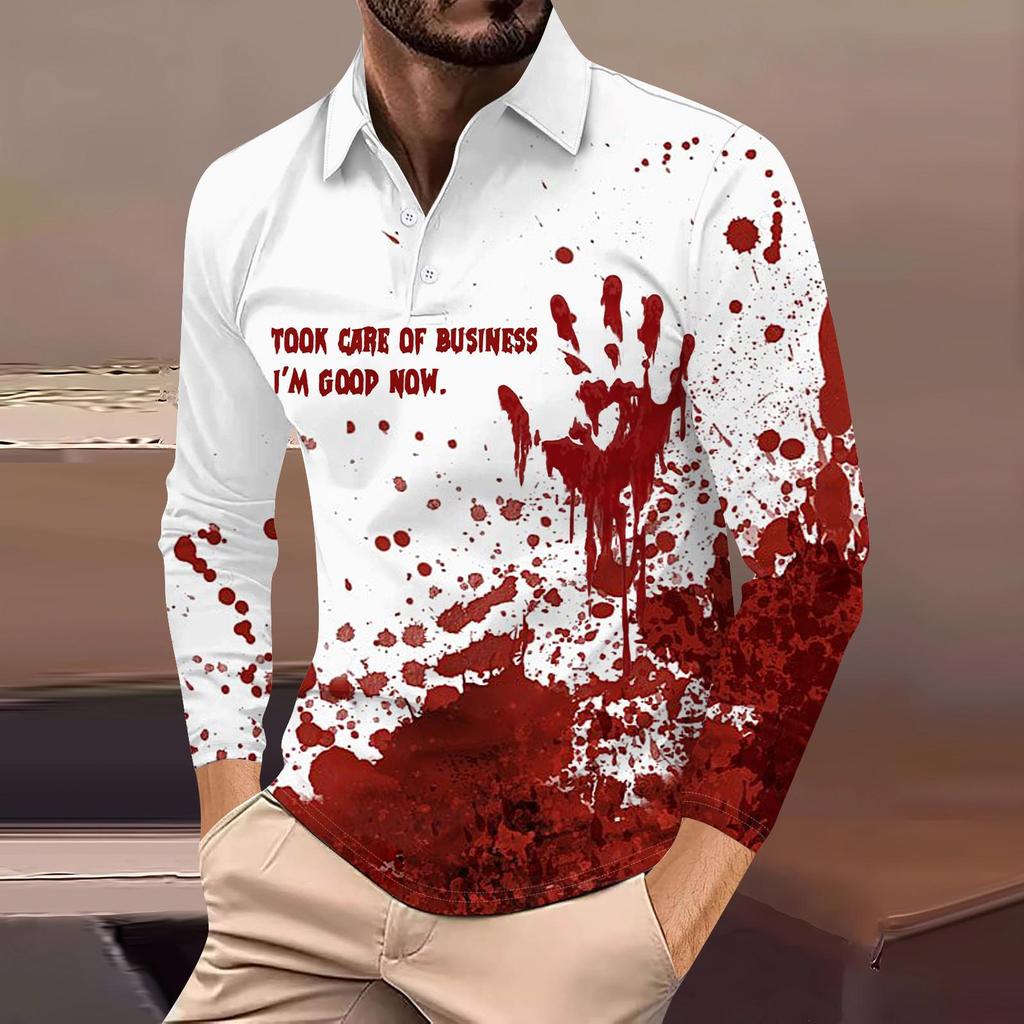 Herren Abstrakt 3D-bedrucktes Lässiges Alltags Langarm Button-Down POLO