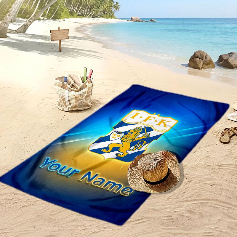 Ifk göteborg Personalisiertes Bedrucktes Strandtuch Fußballlogo Unterstützung Benutzerdefinierter Name Text Saugfähiges Handtuch für Sport Reisen Besonderes Geschenk