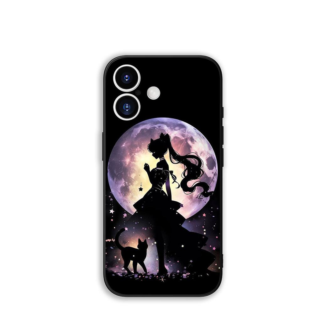 Funda Coque Cover for Apple iPhone 15 14 16 Plus XS 13 11 12 Pro Max XR X 16E ProMax Phone Case Cat Sailors Beautiful Girl Moon