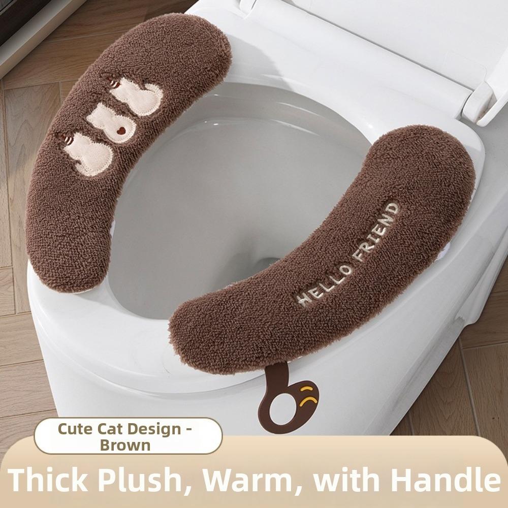 1set Thickened Toilet Seat Pad Adhesive Fixed Adhesive Toilet Mat Warm Toilet Cushion Winter