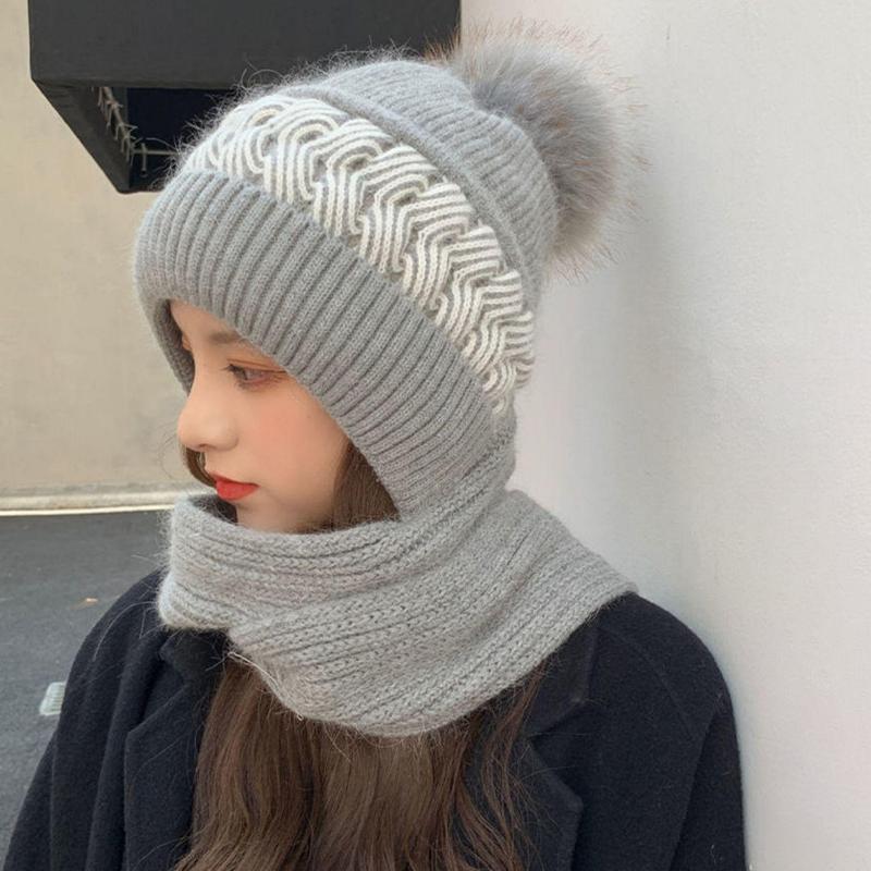 The New Hat Scarf Is Integrated And Thickened The Warm And Warm Winter Ears