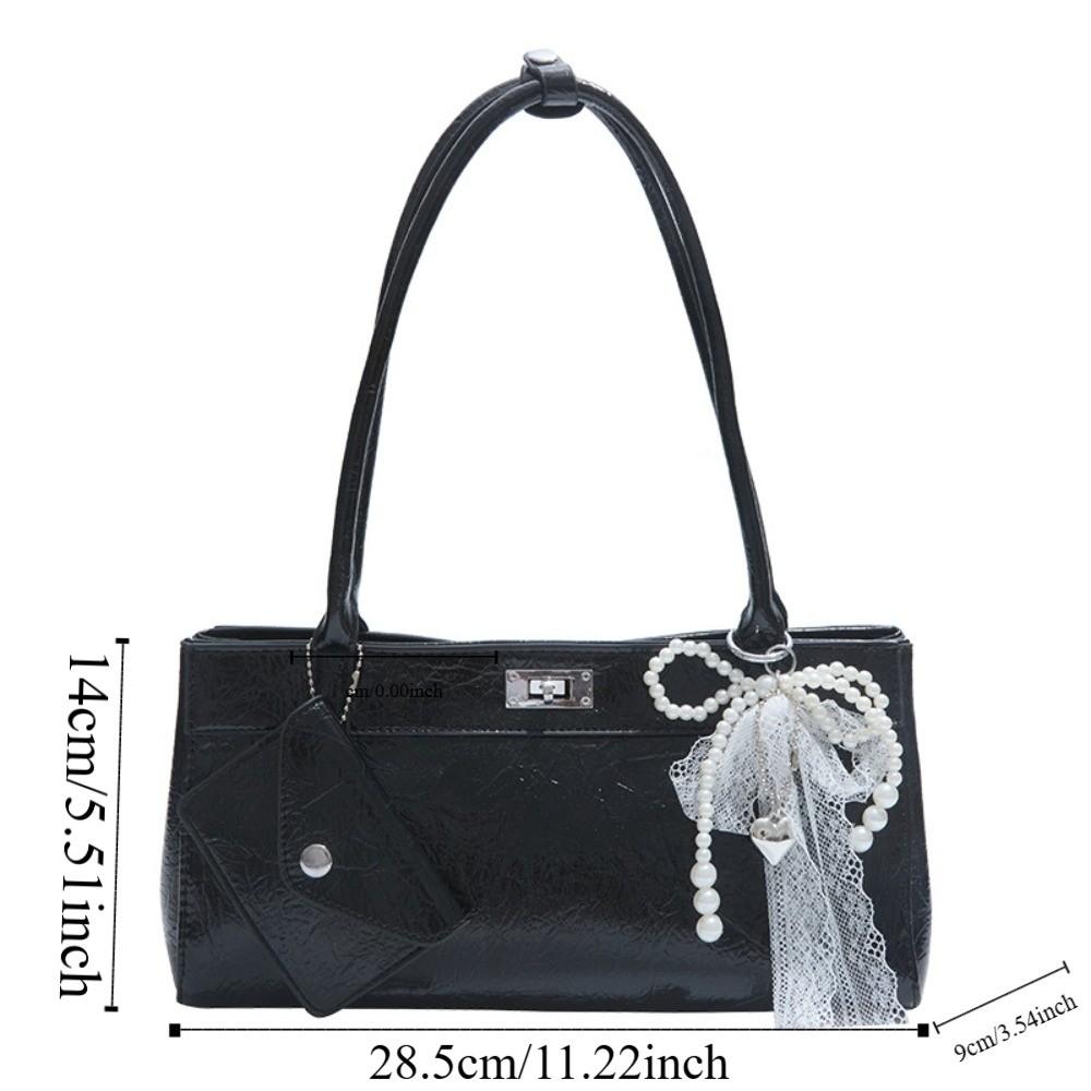 Sweet French Stick Handbag Lace Texture Underarm Bags Portable PU Shoulder Bag  Work
