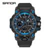 SANDA Women's Trendy LED Dual Display Waterproof Watch with Hourly Chime