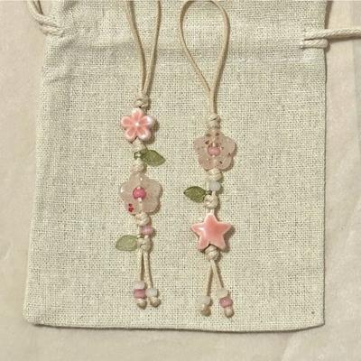 Cute Star Flower Phone Charm Strap Kawaii Ceramic Beaded Phone Lanyard Pastel Colors for Girls Bag Camera Pendant Keychain