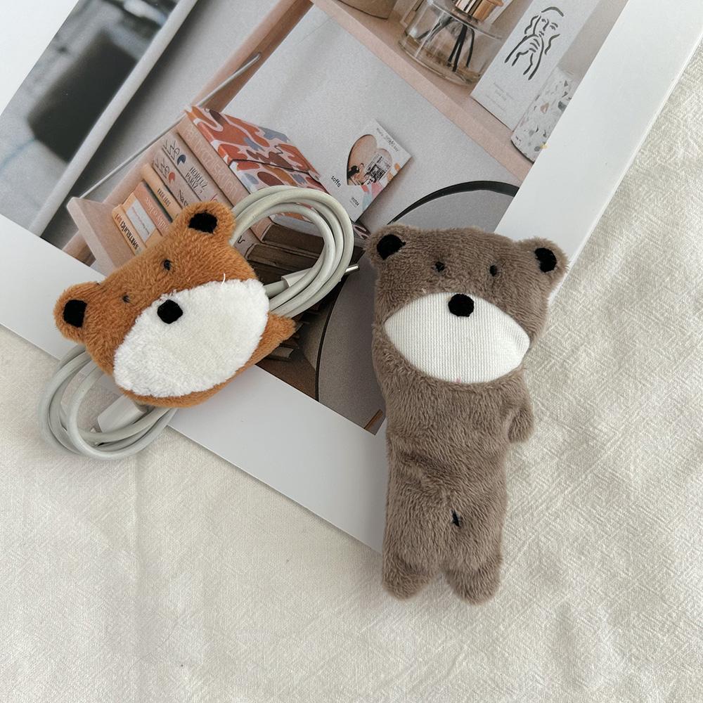 Bear Wired Headphone Cable Storage Buckle Data Cable Storage Portable Fabric Charging Organizing Buckle Cute Cable Manager