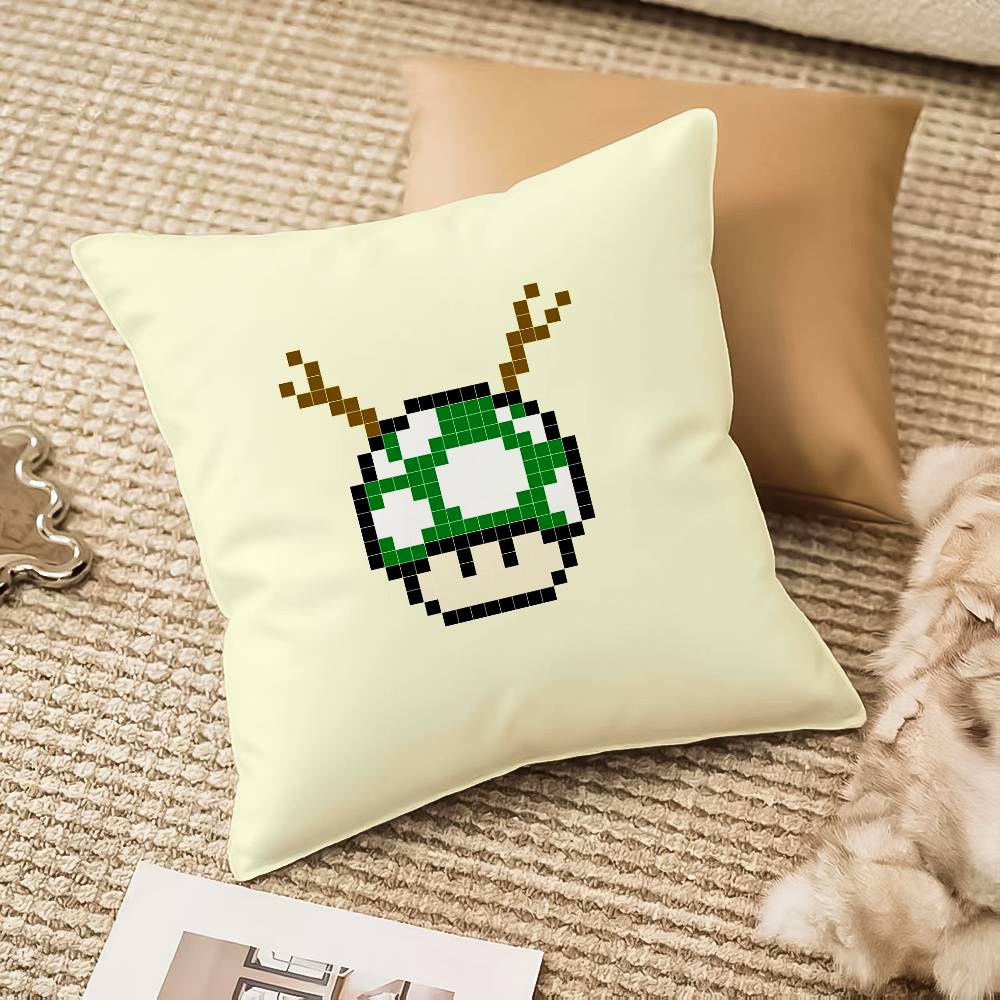 M-Mushroom Christmas Outfit Pillow Case Sofa And Living Room Decorative Cushion Covers Dust-proof And Mite-proof Invisible Zippe