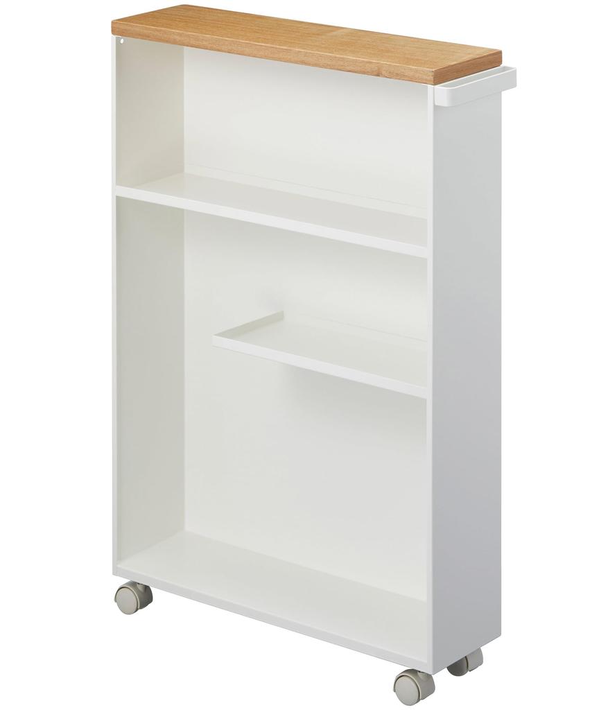 Yamazaki Jitsugyo Slim Toilet Rack with Approximately Tower Casters Only Customer Toilet Paper Holder 4306 Handle, White, W13XD47.5XH68.5cm [Complete